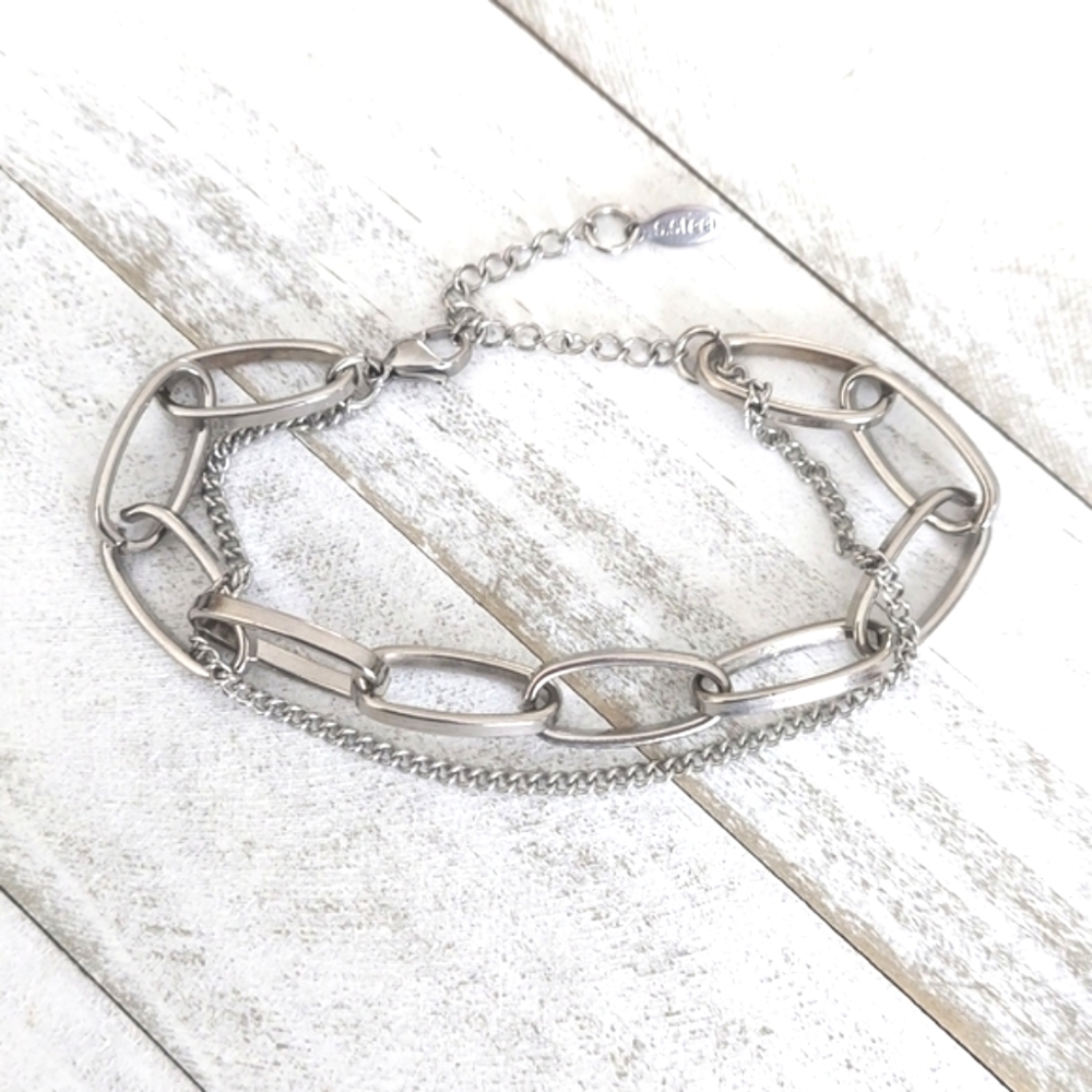 Lindsey Double Stainless Steel Bracelet - Silver